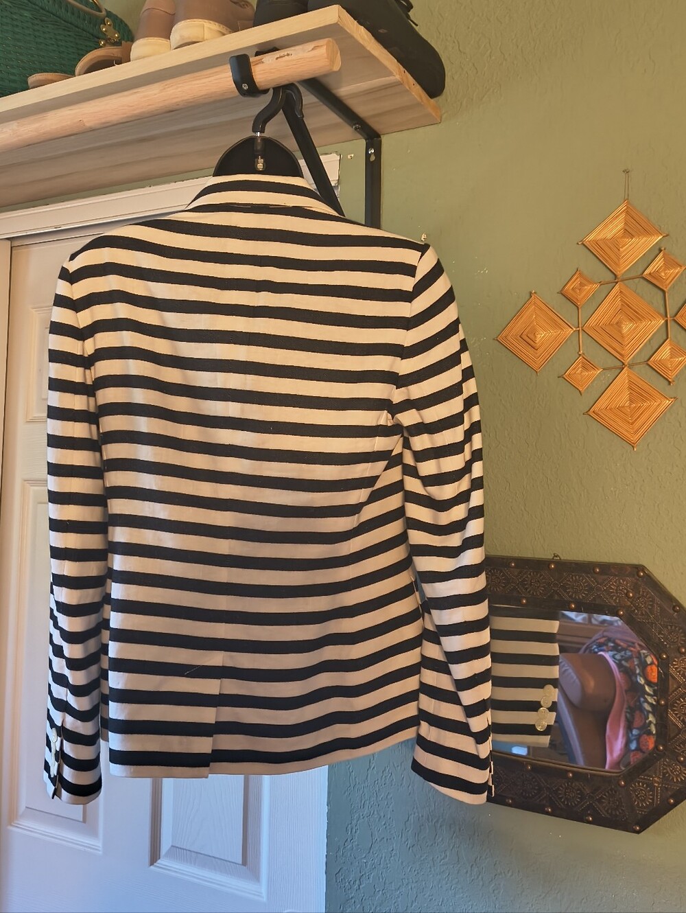 Lauren Ralph Lauren Black White Striped Nautical Tailored Blazer Jacket - Size 6 - Picture 14 of 16
